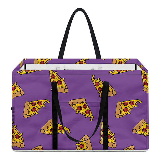 Purple Pizza Pattern Print Utility Tote Bag