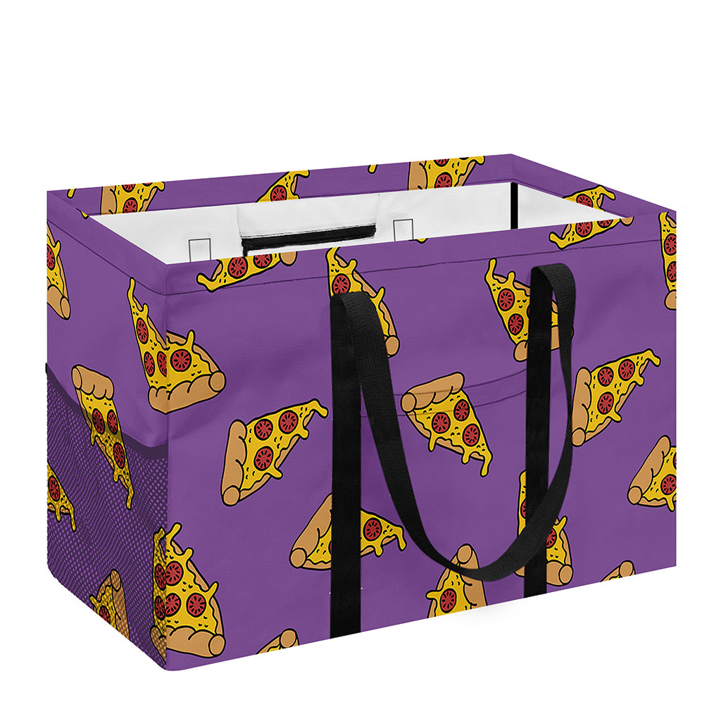 Purple Pizza Pattern Print Utility Tote Bag