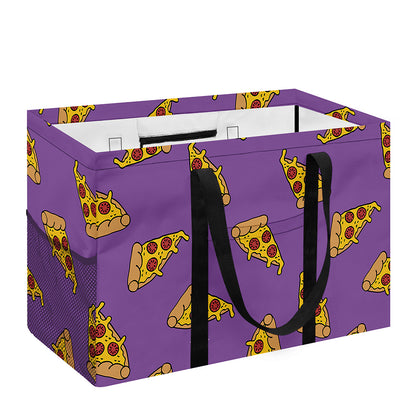 Purple Pizza Pattern Print Utility Tote Bag