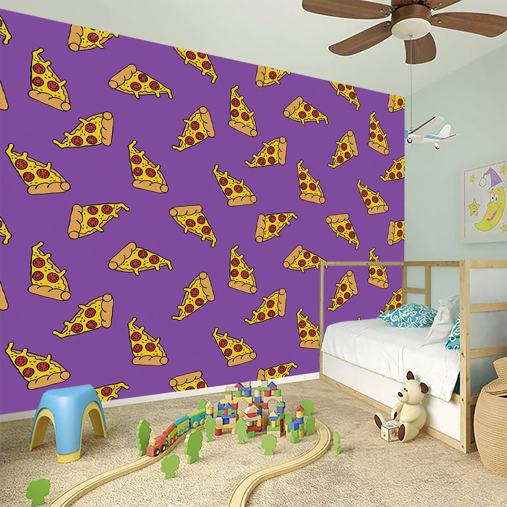 Purple Pizza Pattern Print Wall Sticker