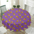 Purple Pizza Pattern Print Waterproof Round Tablecloth