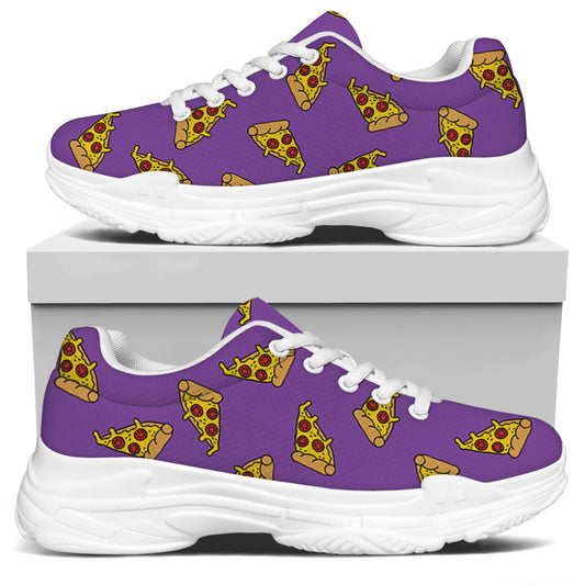 Purple Pizza Pattern Print White Chunky Shoes