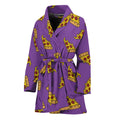 Purple Pizza Pattern Print Women's Bathrobe