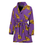 Purple Pizza Pattern Print Women's Bathrobe