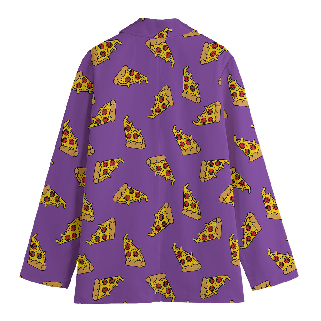 Purple Pizza Pattern Print Women's Blazer