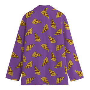 Purple Pizza Pattern Print Women's Blazer