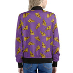 Purple Pizza Pattern Print Women's Bomber Jacket