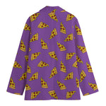 Purple Pizza Pattern Print Women's Cotton Blazer