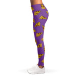 Purple Pizza Pattern Print Women's Leggings