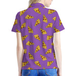 Purple Pizza Pattern Print Women's Polo Shirt
