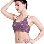 Purple Pizza Pattern Print Women's Sports Bra
