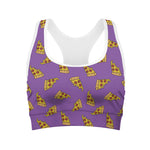 Purple Pizza Pattern Print Women's Sports Bra