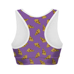 Purple Pizza Pattern Print Women's Sports Bra