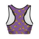 Purple Pizza Pattern Print Women's Sports Bra