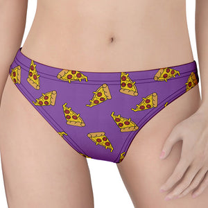 Purple Pizza Pattern Print Women's Thong