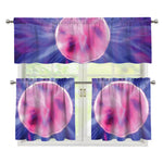 Purple Plasma Ball Print 3 Piece Kitchen Curtains
