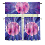 Purple Plasma Ball Print 3 Piece Kitchen Curtains