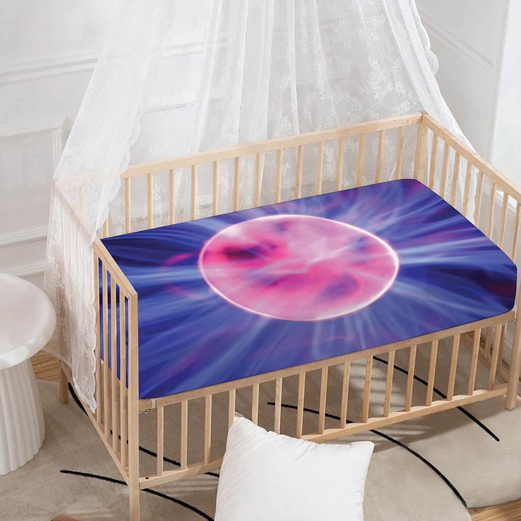 Purple Plasma Ball Print Baby Crib Sheet