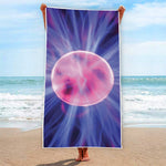 Purple Plasma Ball Print Beach Towel