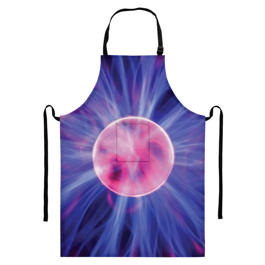 Purple Plasma Ball Print Bib Apron With Pocket