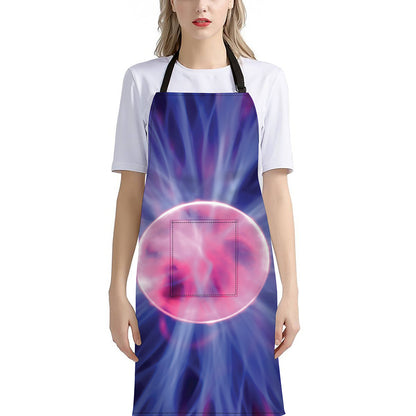 Purple Plasma Ball Print Bib Apron With Pocket