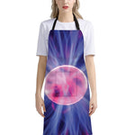 Purple Plasma Ball Print Bib Apron With Pocket