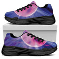 Purple Plasma Ball Print Black Chunky Shoes