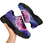 Purple Plasma Ball Print Black Chunky Shoes