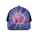 Purple Plasma Ball Print Black Mesh Trucker Hat