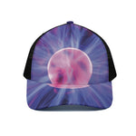 Purple Plasma Ball Print Black Mesh Trucker Cap