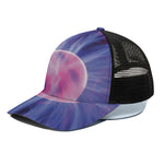 Purple Plasma Ball Print Black Mesh Trucker Cap