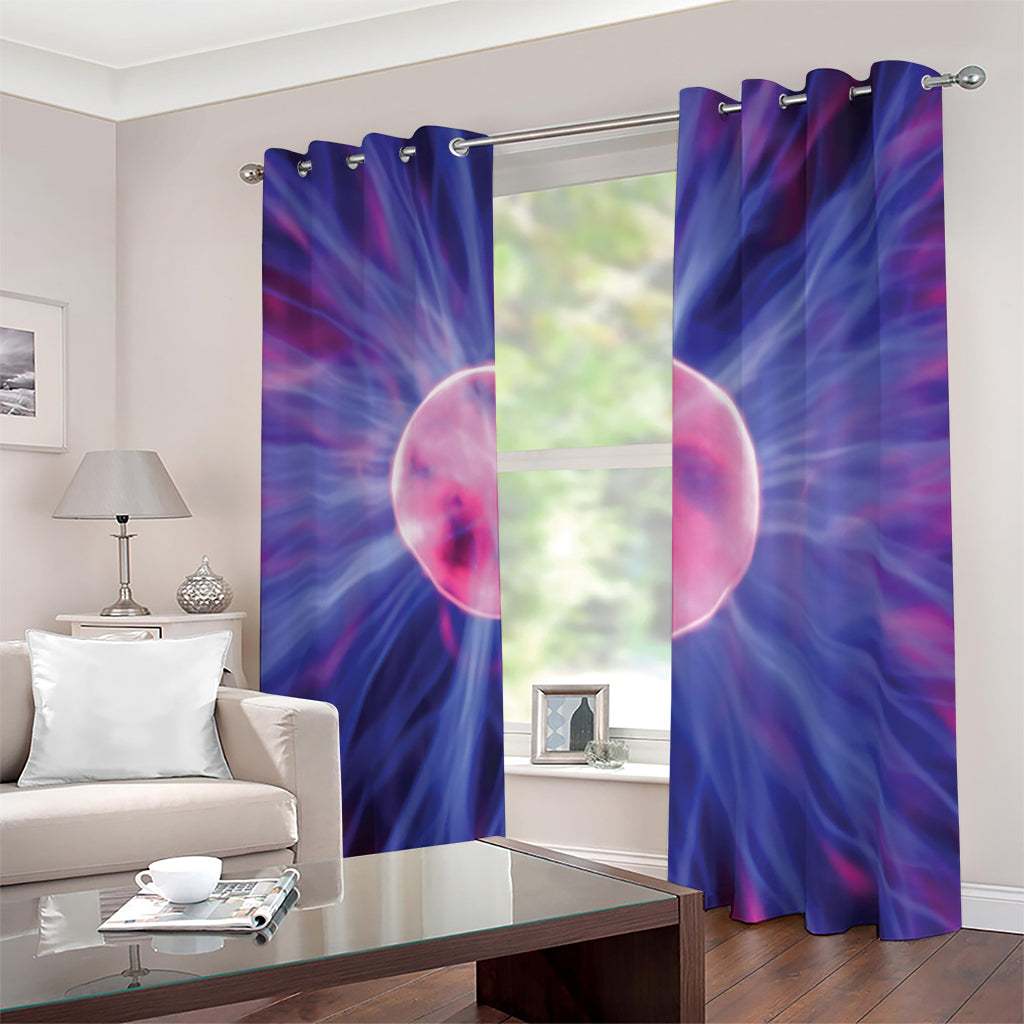 Purple Plasma Ball Print Blackout Grommet Curtains