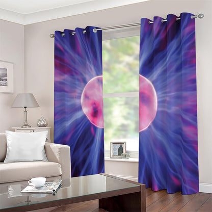 Purple Plasma Ball Print Blackout Grommet Curtains
