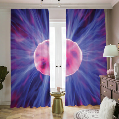 Purple Plasma Ball Print Blackout Pencil Pleat Curtains