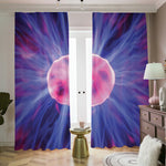 Purple Plasma Ball Print Blackout Pencil Pleat Curtains