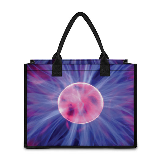 Purple Plasma Ball Print Canvas Tote Bag