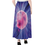 Purple Plasma Ball Print Chiffon Maxi Skirt