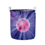 Purple Plasma Ball Print Collapsible Laundry Basket