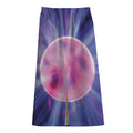 Purple Plasma Ball Print Cotton Front Slit Maxi Skirt