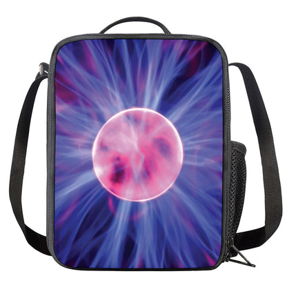 Purple Plasma Ball Print Crossbody Lunch Bag