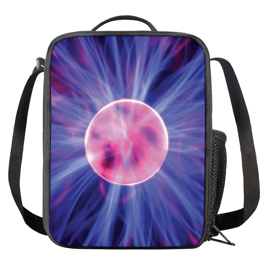 Purple Plasma Ball Print Crossbody Lunch Bag