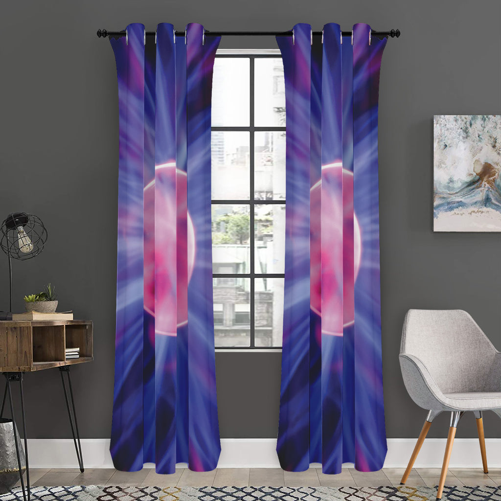 Purple Plasma Ball Print Curtain