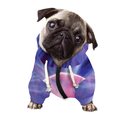Purple Plasma Ball Print Dog Zip Up Hoodie