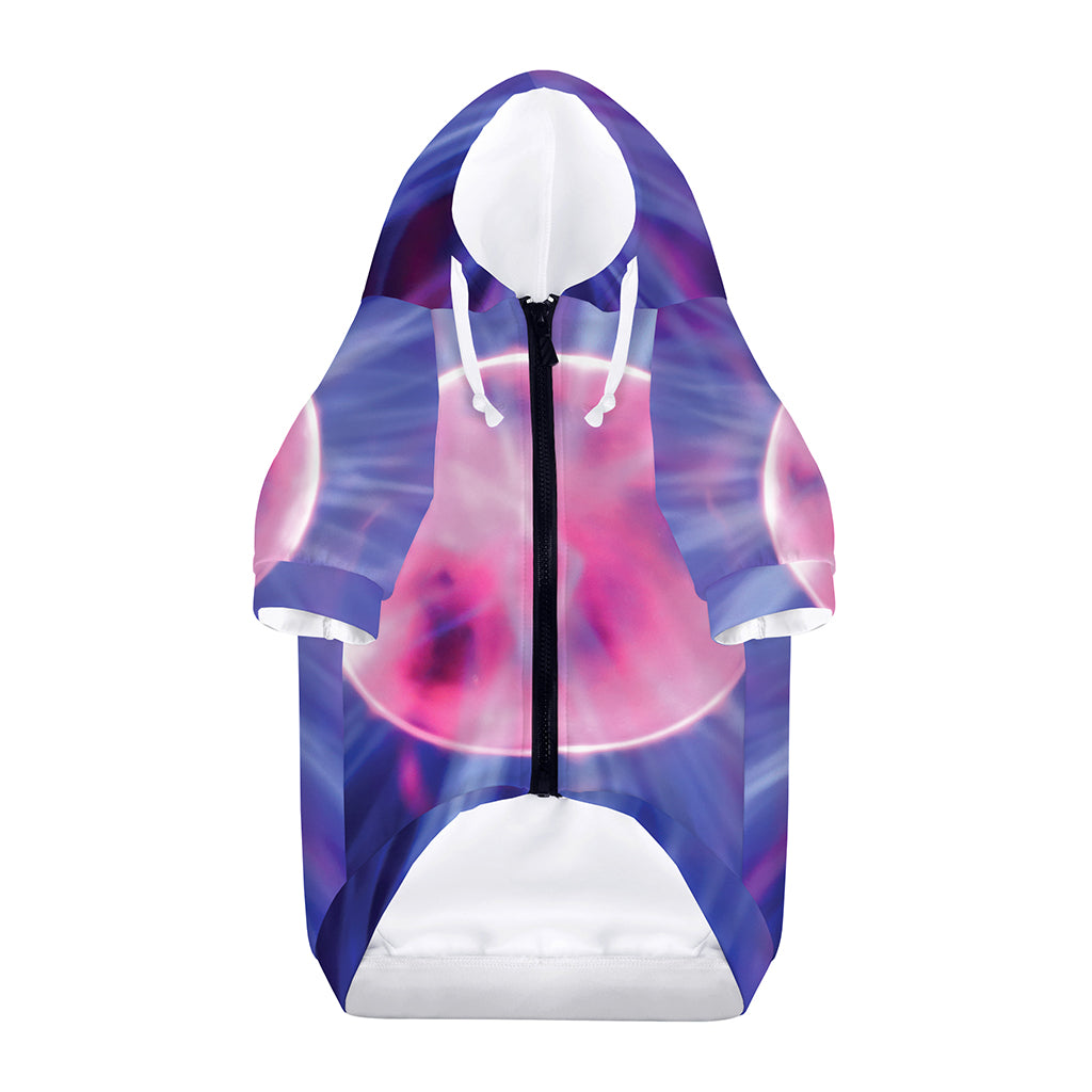 Purple Plasma Ball Print Dog Zip Up Hoodie