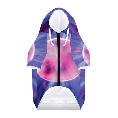Purple Plasma Ball Print Dog Zip Up Hoodie