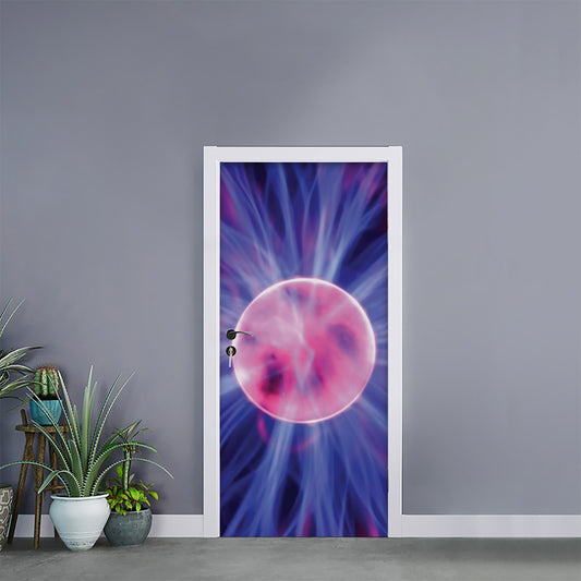Purple Plasma Ball Print Door Sticker