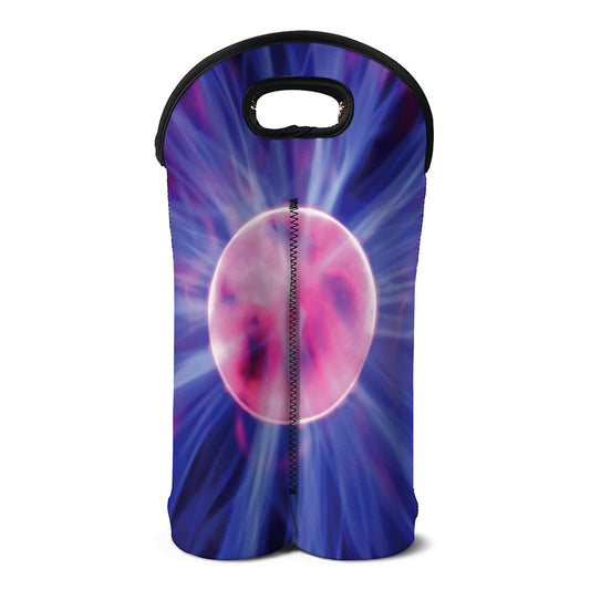 Purple Plasma Ball Print Double Neoprene Wine Tote