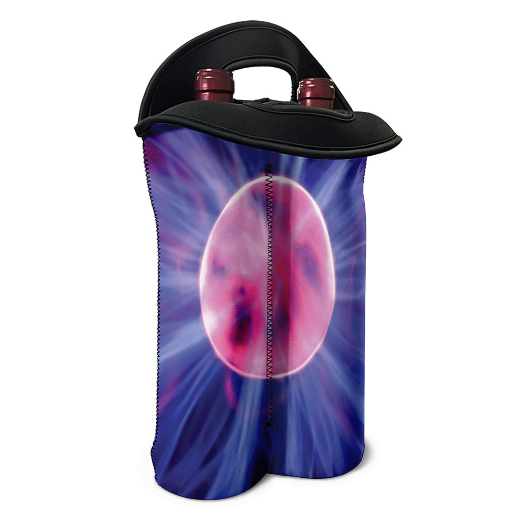 Purple Plasma Ball Print Double Neoprene Wine Tote