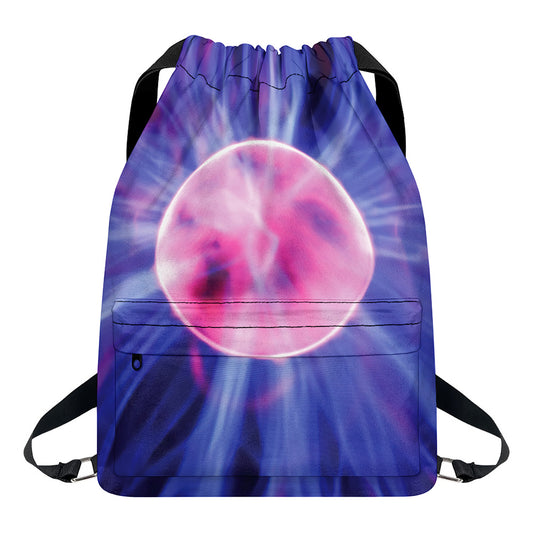 Purple Plasma Ball Print Drawstring Backpack