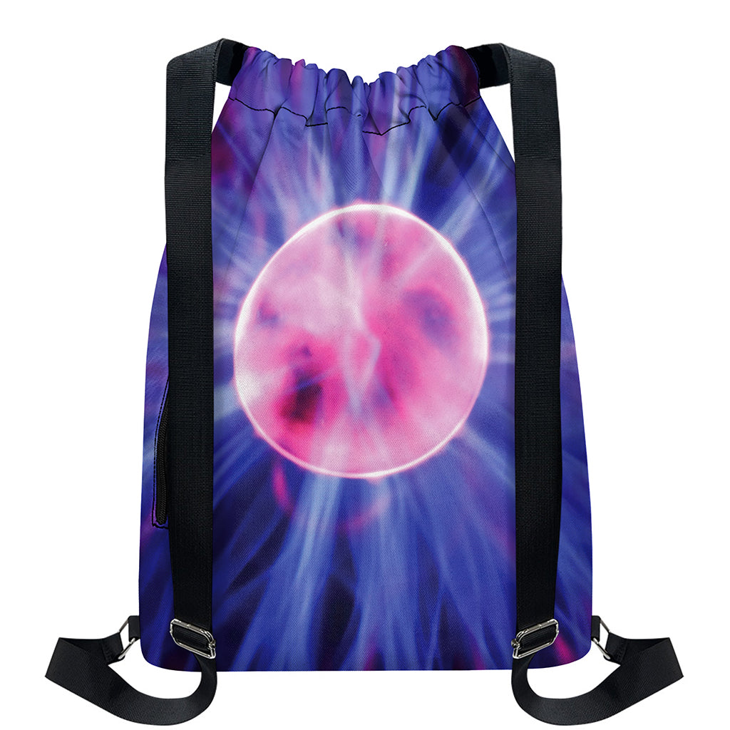 Purple Plasma Ball Print Drawstring Backpack
